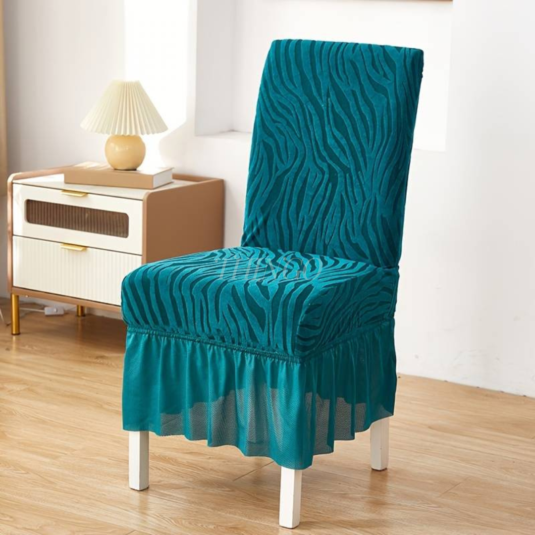 Wave Pattern Velvet Dinning Chair Covers