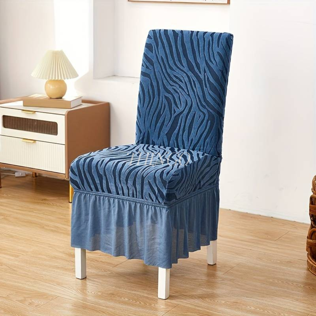 Wave Pattern Velvet Dinning Chair Covers