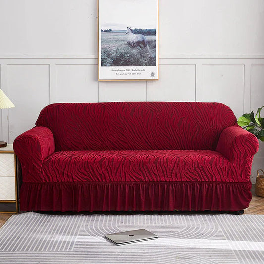 Zebra Velvet Turkish Sofa Cover - Maroon