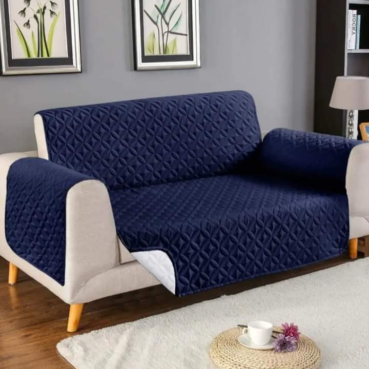 Ultrasonic Cotton Quilted Sofa Runner | Blue Color | safeguard your sofa from stains, spills, pet hair, and general wear and tear