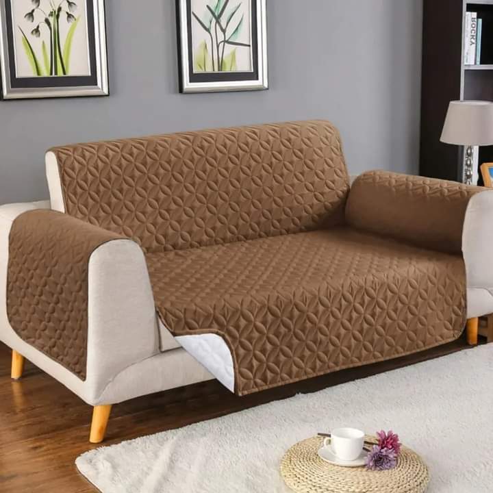 Ultrasonic Cotton Quilted Sofa Runner | Brown Color | safeguard your sofa from stains, spills, pet hair, and general wear and tear