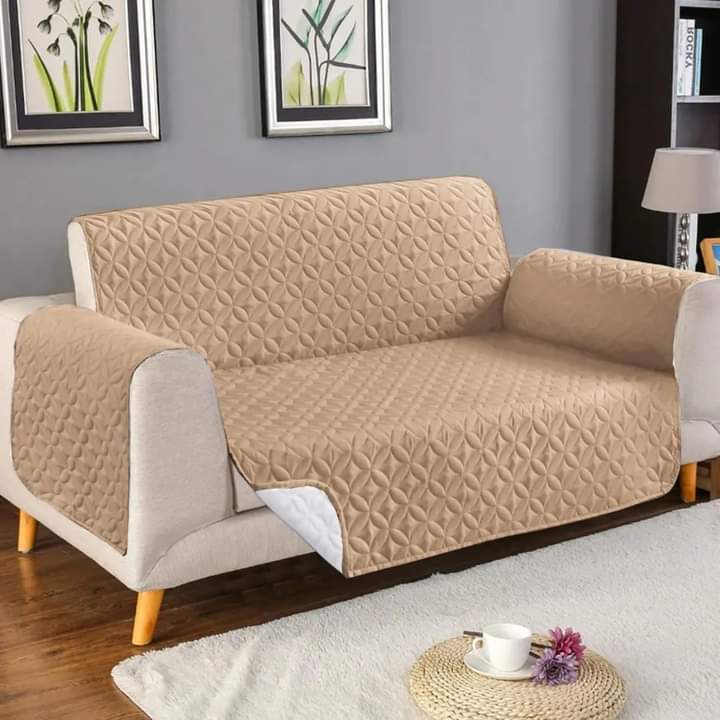 Ultrasonic Cotton Quilted Sofa Runner | Beige Color | safeguard your sofa from stains, spills, pet hair, and general wear and tear