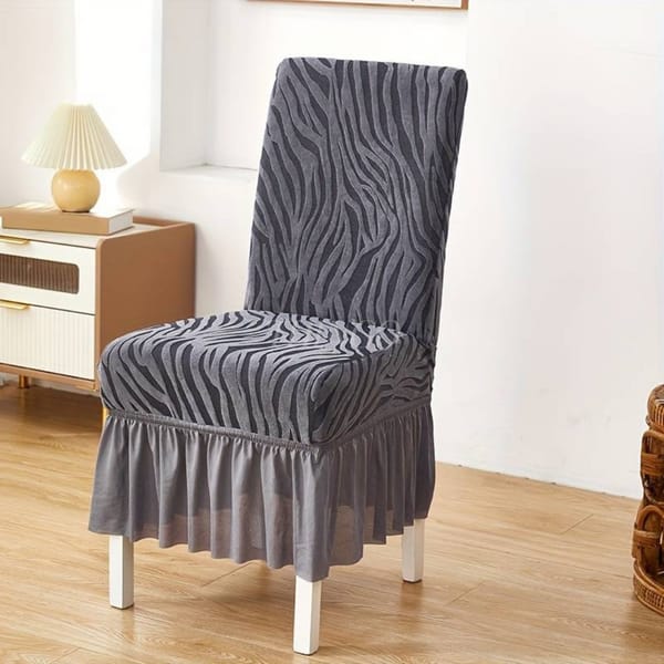 Zebra Pattern Velvet Dinning Chair Covers (Gray)