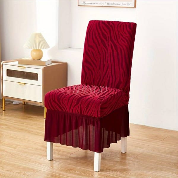 Zebra Pattern Velvet Dinning Chair Covers (Mehroon)