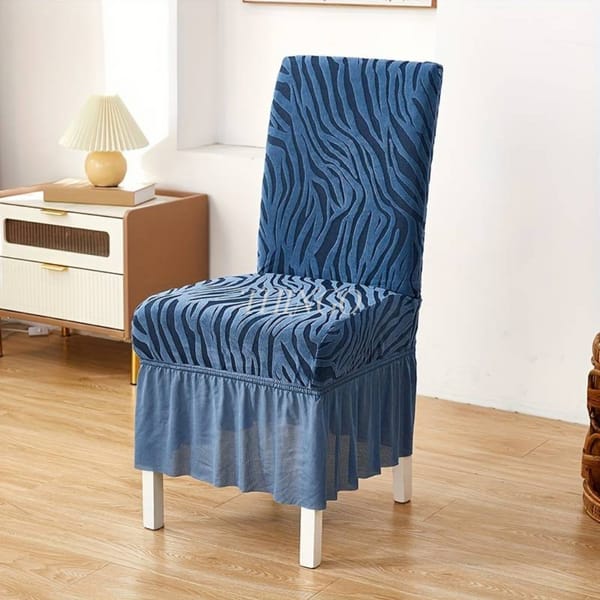 Zebra Pattern Velvet Dinning Chair Covers (Blue)