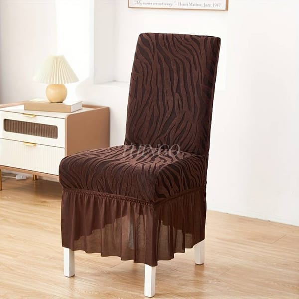 Zebra Pattern Velvet Dinning Chair Covers (Brown)