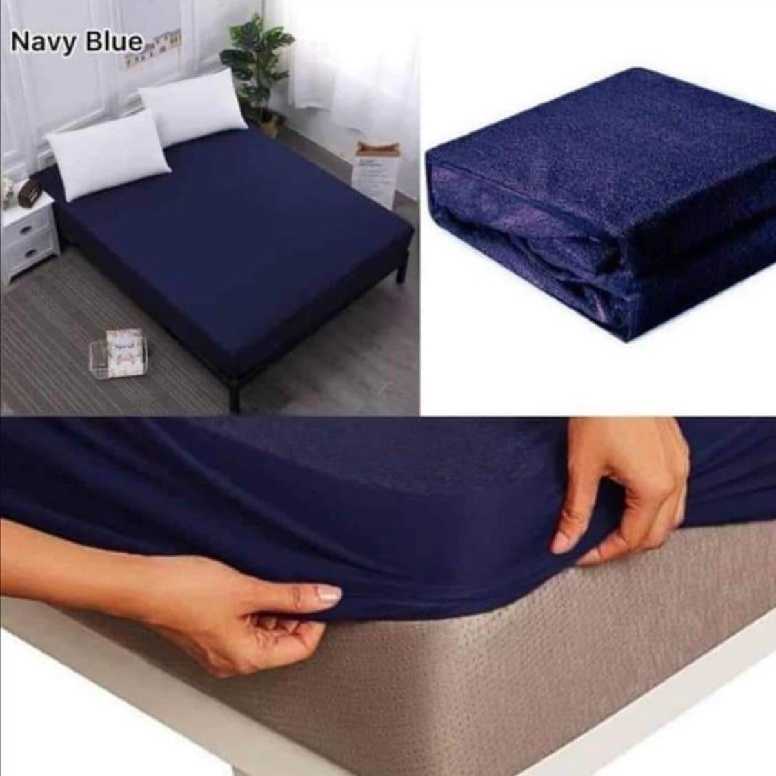 Terry Waterproof Mattress Cover - Blue