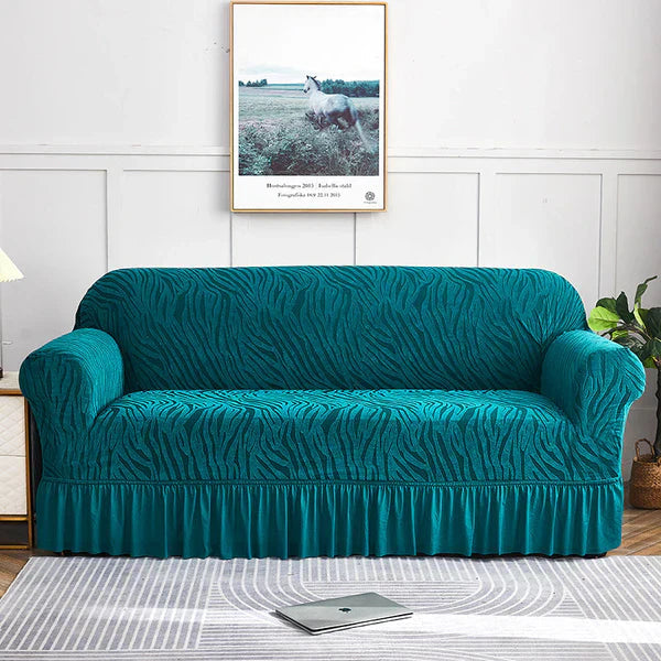 Zebra Velvet Turkish Sofa Cover - Zinc